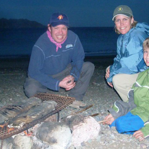Clients at fire pit , May Bay Mexico